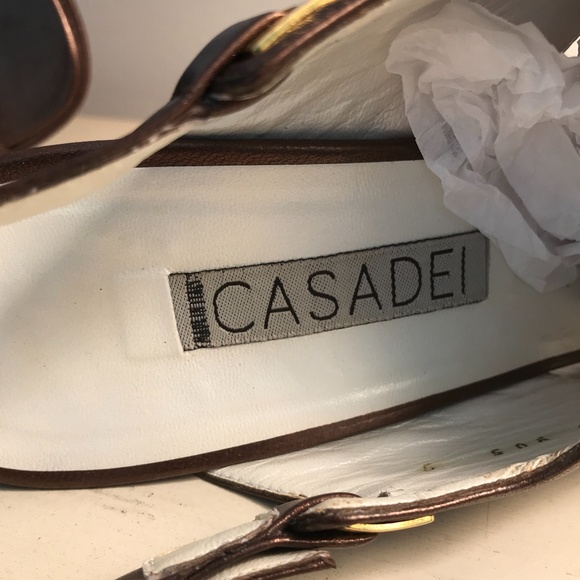 CASADEI BRONZE LEATHER SANDALS - Picture 9 of 9